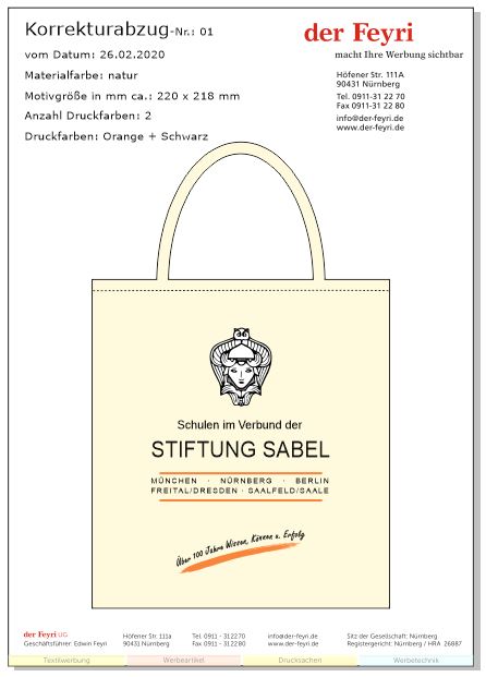 Korrekturabzug Druck auf Taschen