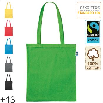 Baumwolltasche Fairtrade lange Henkel mit Logodruck