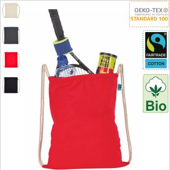 Turnbeutel Rucksack bedrucken aus bio baumwolle fairtrade im Siebdruck bedrucken