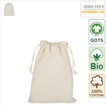 Bio GOTS Zuziehbeutel mit Logo bedrucken z15x20bio Produkt